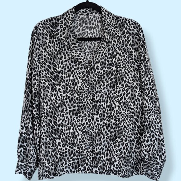 Vintage B&W Cheetah Print Blouse - Picture 4 of 5